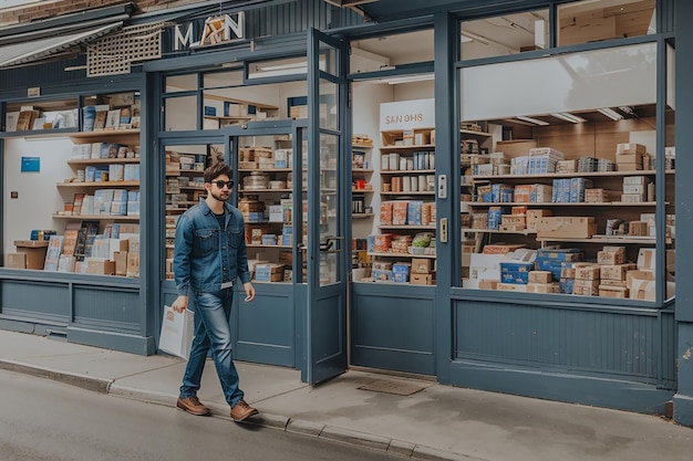 Shop man in a modern store