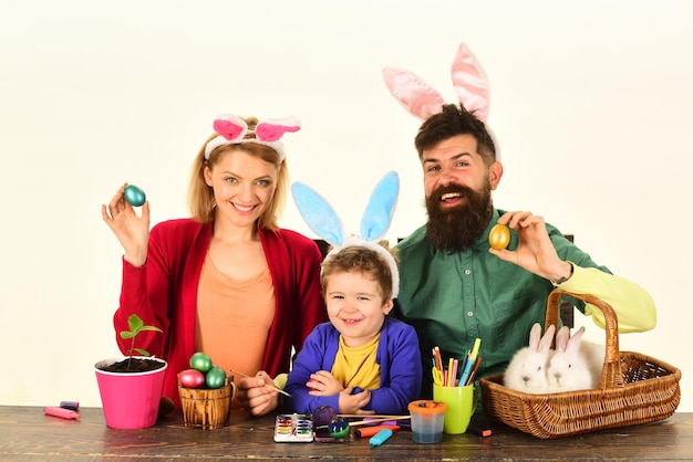 Photo shop online for happy easter decoration easter egg decorating happy family