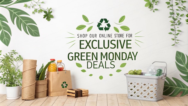 shop online store advertises green products for sale