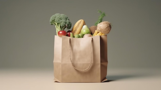 Shop paper package with vegetables fresh food delivery concept