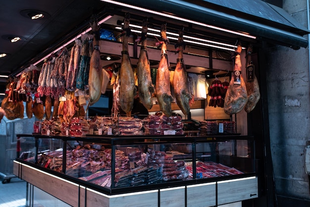 Shop with hams on the market