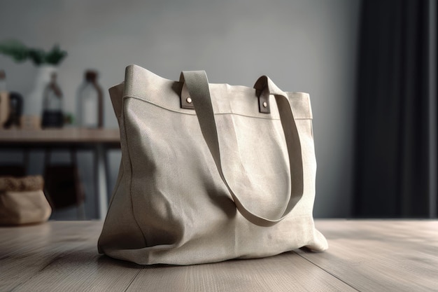 Shopper bag linen mockup AI generated