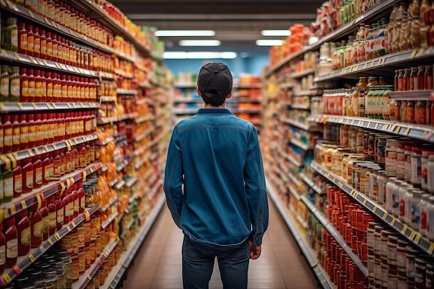 Shopper bladert door de generatieve AI van ingeblikte goederen