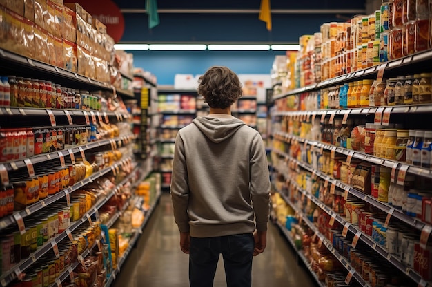 Shopper Browsing Through The Canned Goods Generative AI