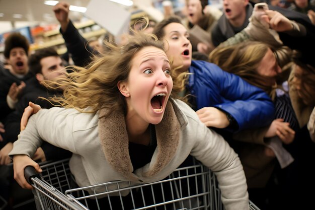 Foto gli acquirenti festeggiano il black friday