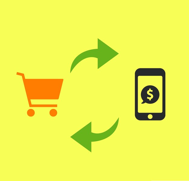 shoppin trolly and smartphone with modern online shopping with online payments and get reward