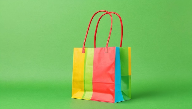 Искусственная сумка для покупок - яркий цвет среди зелени