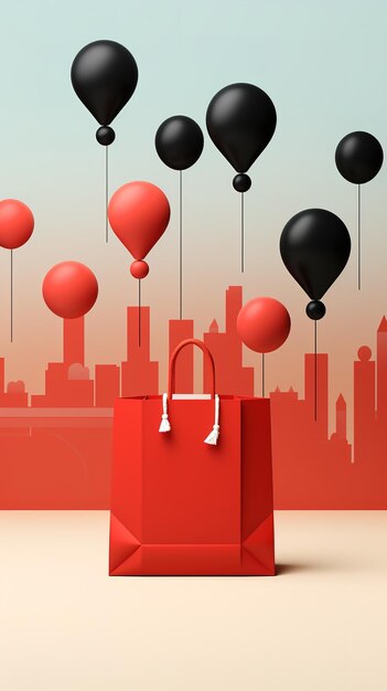 Foto shopping bag balloon black friday mock up illustrazioni copia spazio generativo ai