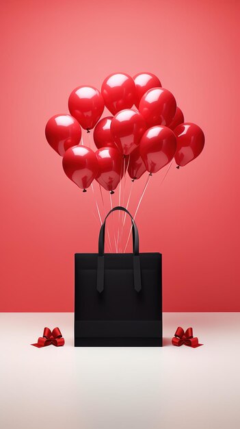 Photo shopping bag balloon black friday mock up illustrations copy space generative ai