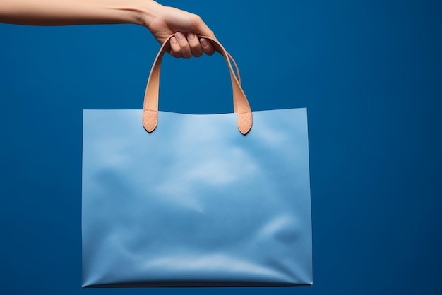 A shopping bag on a blue background