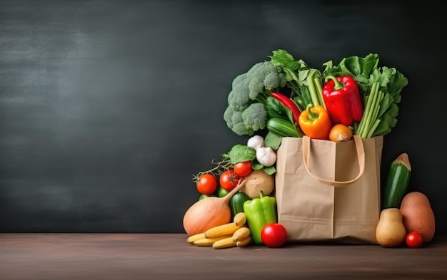 Shopping bag full of fresh vegetables and fruits