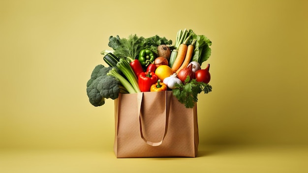 Shopping Bag Full of Fresh Vegetables and Fruits