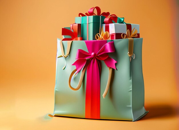 shopping bag full of gifts copy space