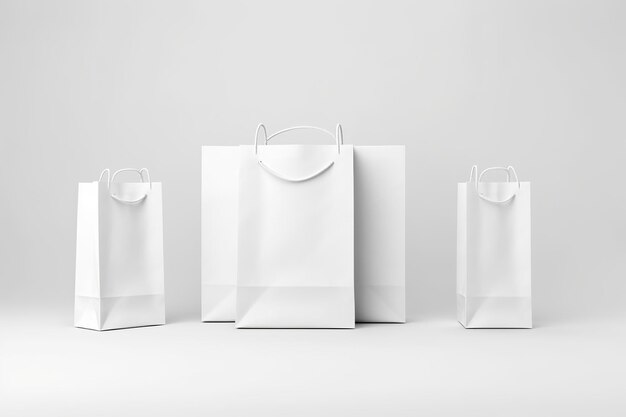 Foto shopping bag mockup design su sfondo bianco ia generativa