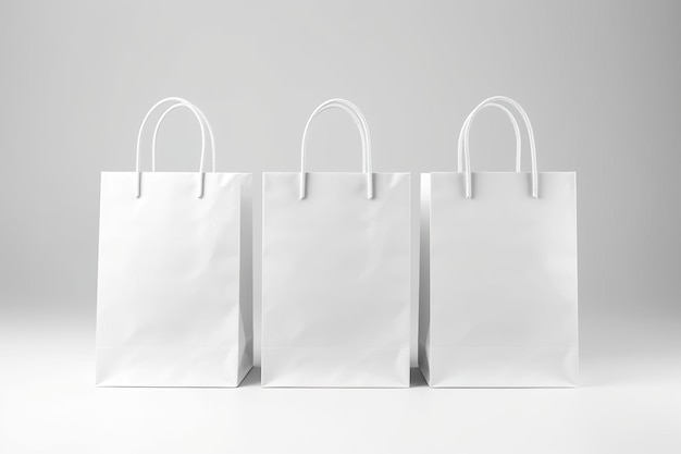 흰색 배경 Generative AI의 쇼핑백 모형 디자인