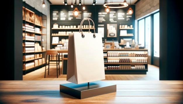 写真 ショッピングバッグは現代的なブティック環境で展示されています マーケティングとデザインのコンセプト ジェネレーティブai