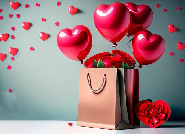 shopping bag with balloons red