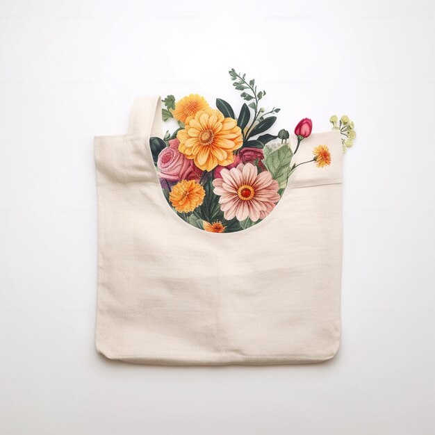 Photo shopping bag with flowers