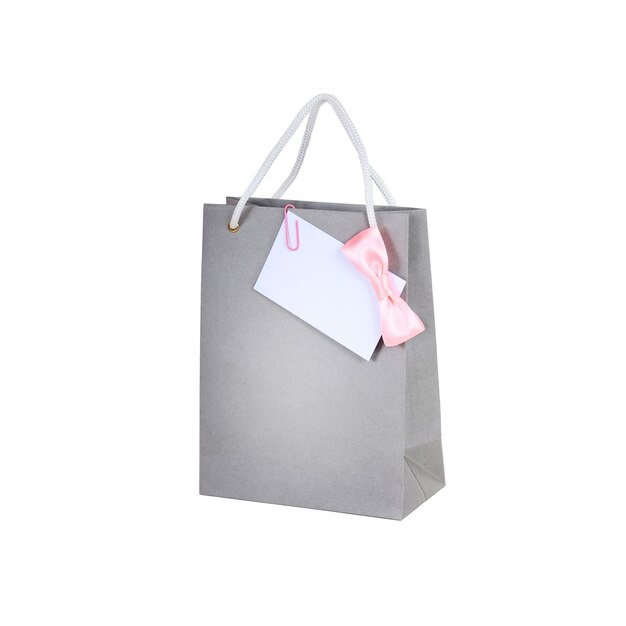 Shopping bag con post-it nota di carta, isolata