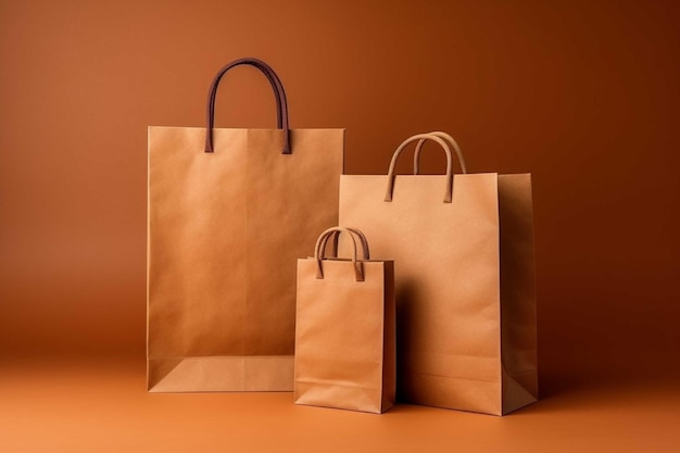 Shopping bags on a brown background