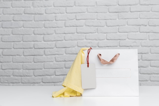 Shopping bags on table