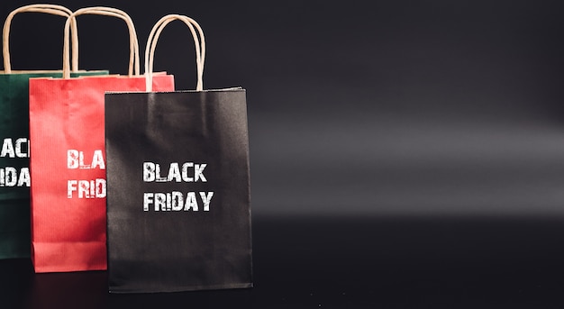 Shopping bags with Black Friday sale shopping