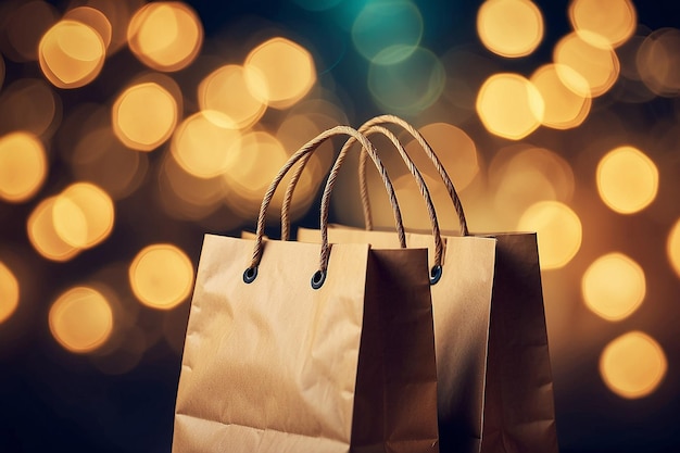 Shopping bags with bokeh background