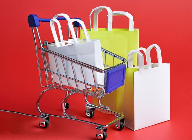 Shopping bags with shopping cart