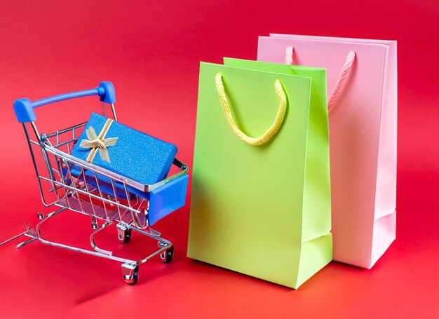 Shopping bags with shopping cart