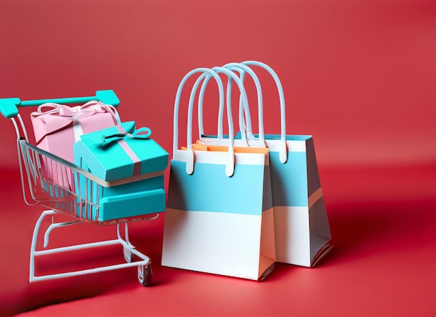 Shopping bags with shopping cart