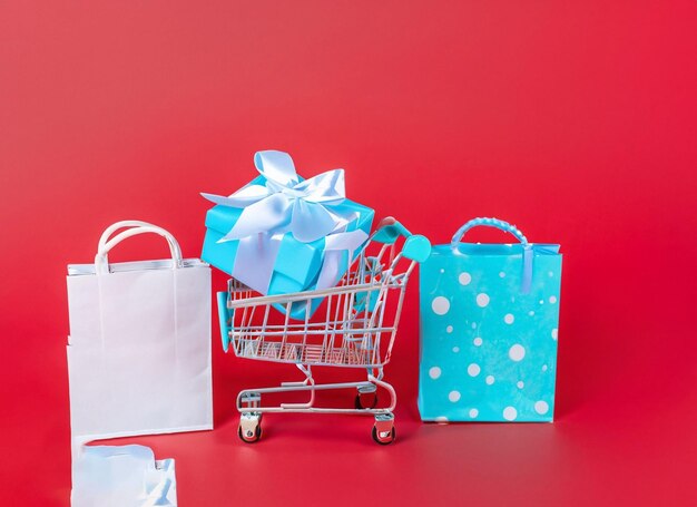 Shopping bags with shopping cart