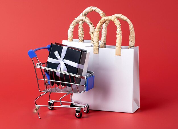 Shopping bags with shopping cart