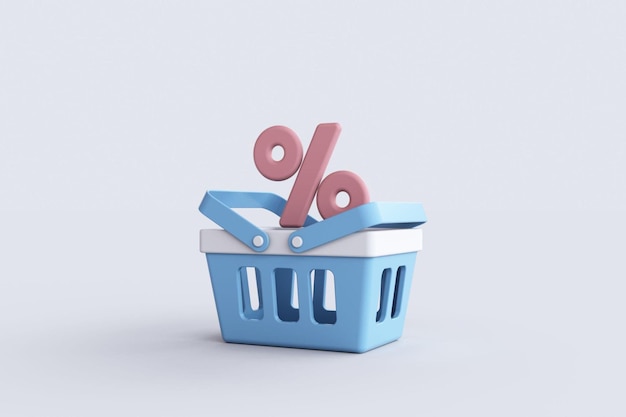 shopping basket with percent sign
