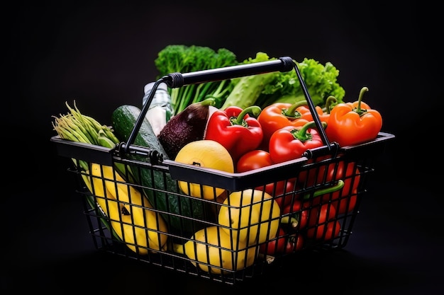 shopping basket with vegetables