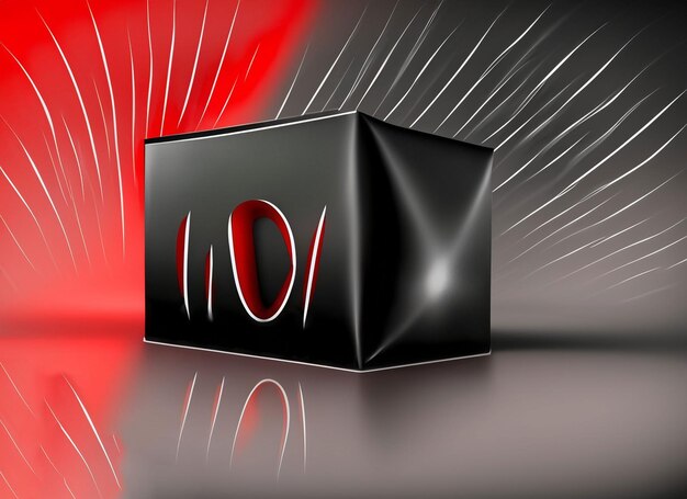 Shopping box with black and red shine background bag