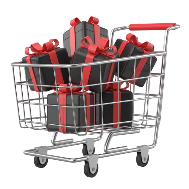 Shopping cart Black Friday 3D illustration