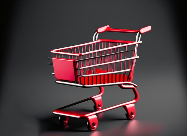 shopping cart on black and red background whitee