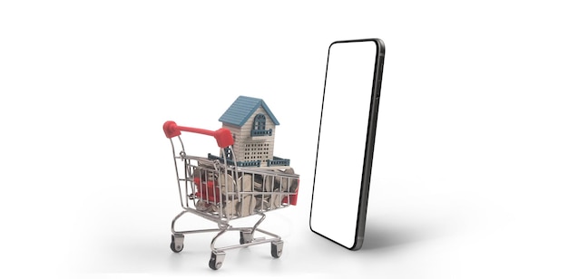 Shopping cart Consumer society trend on smartphone