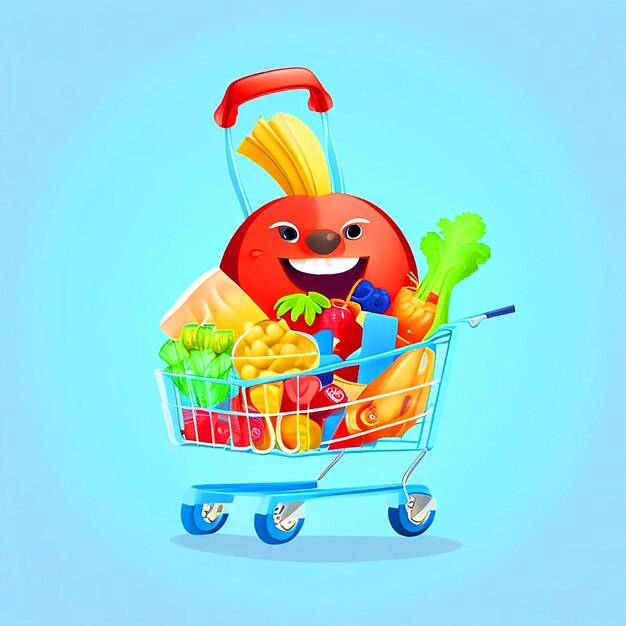 shopping cart filled with various food items to represent the joy of meal planning and food delive