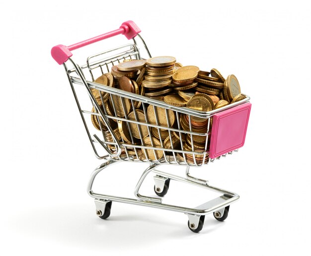 Shopping cart full of gold coins