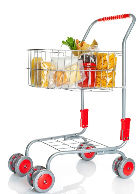 Carrello completo con prodotti alimentari