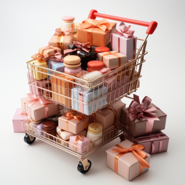 shopping cart and gift box