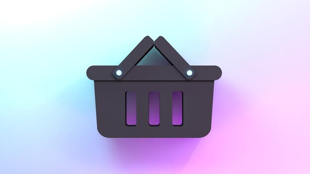 Shopping cart icon 3d render illustration