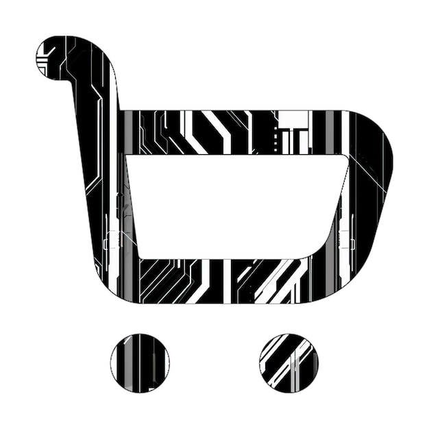 Photo shopping cart icon black white technology texture