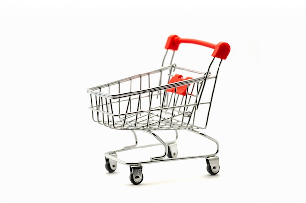 Shopping cart is empty on white wall