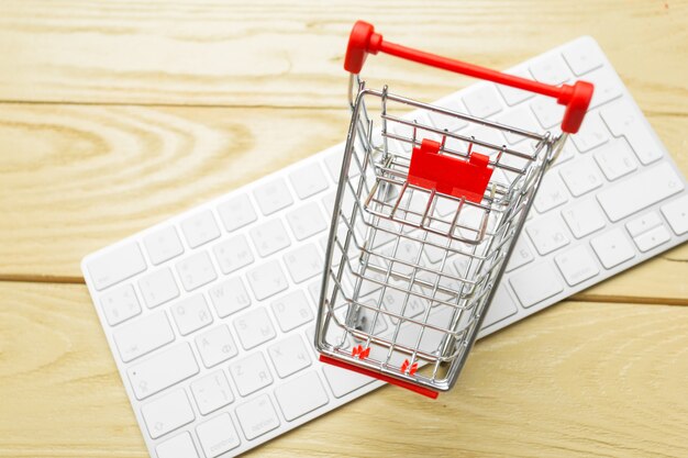 Shopping cart on keyboard