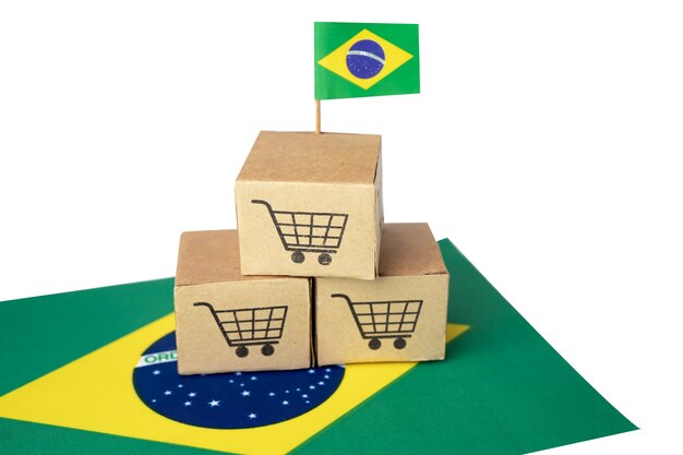 Shopping cart logo with Brazil flag