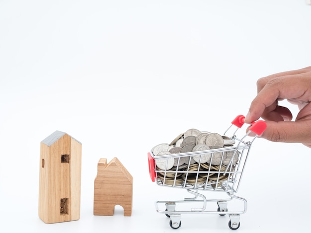 shopping cart and money for house 