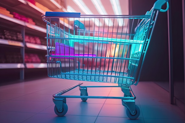 Shopping cart in neon colors