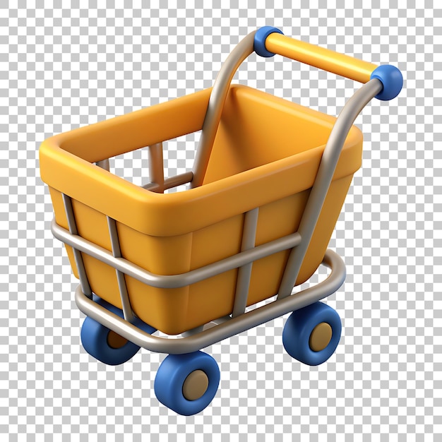 Shopping Cart PNG Icon 3D with Transparent Background